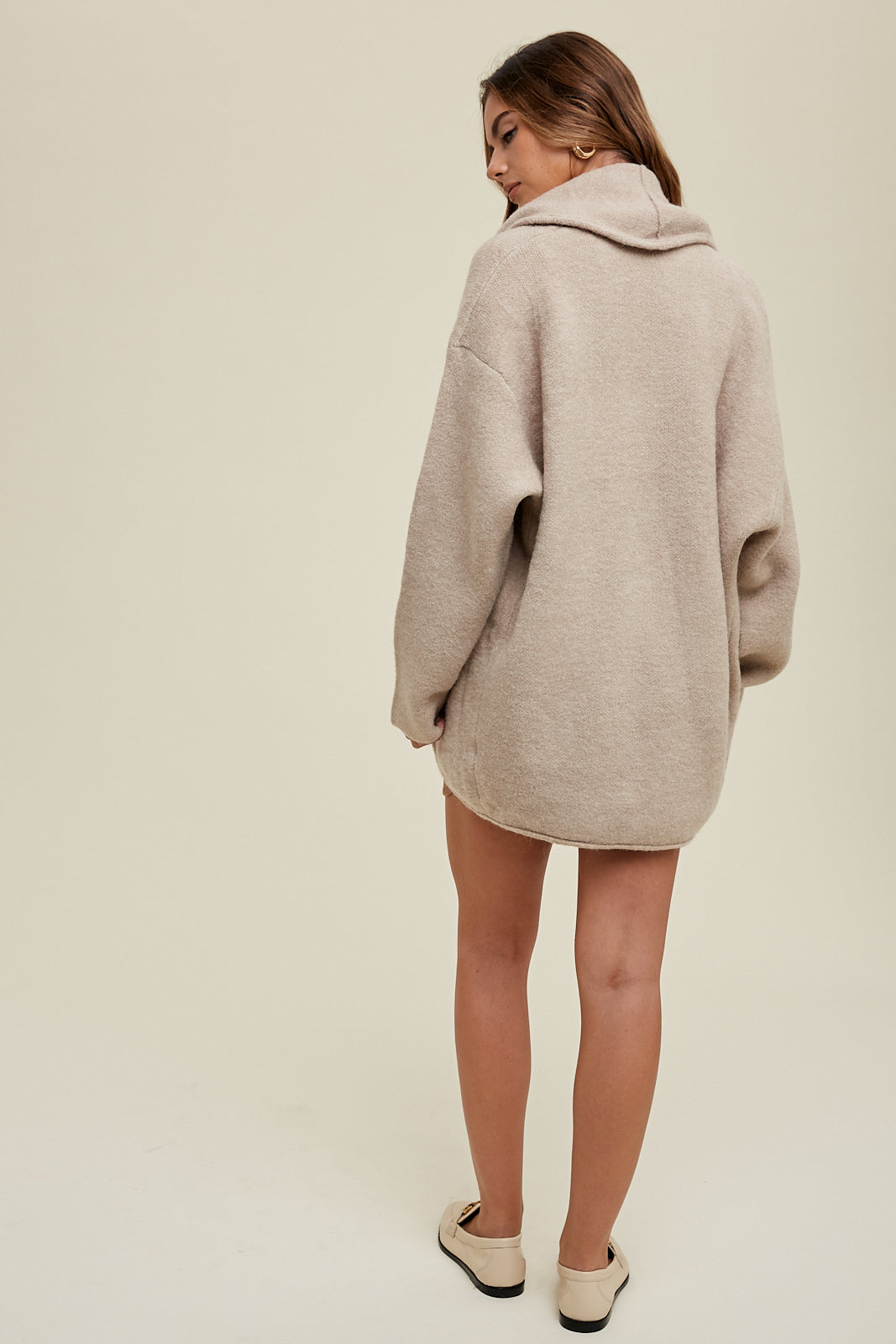 Light Mocha Oversized Shawl Cardigan