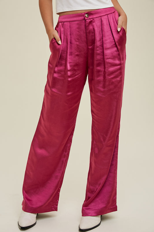 Fuchsia Satin Pants - FINAL SALE