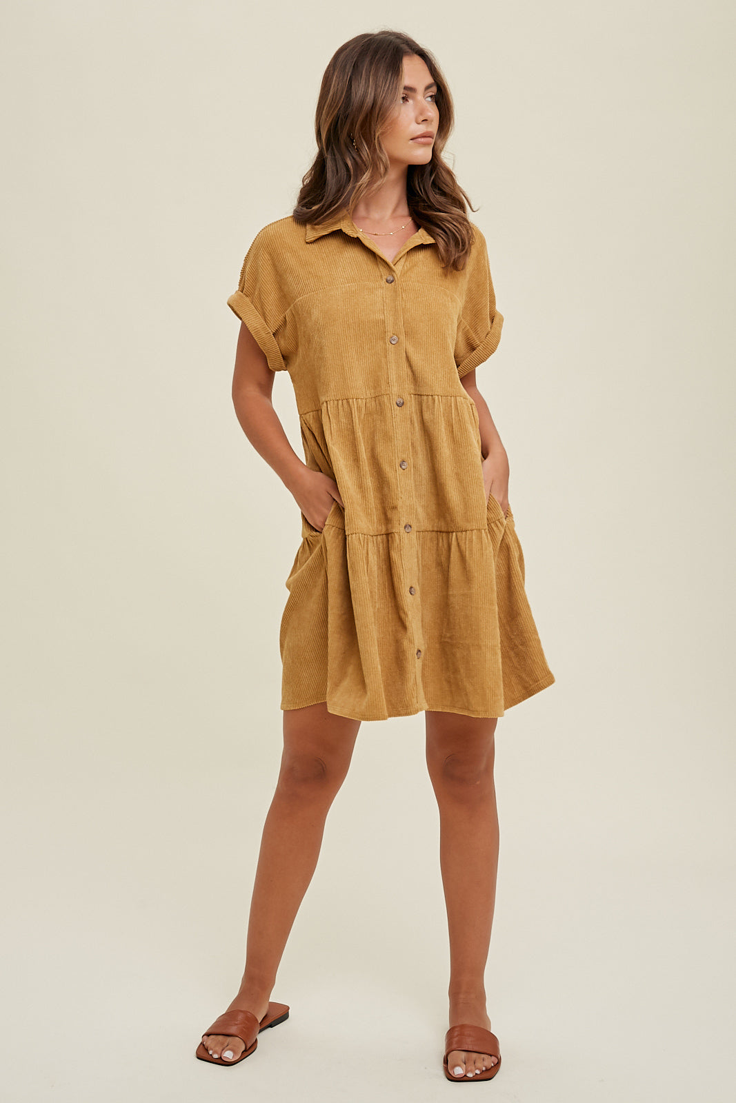 Camel Corduroy Dress