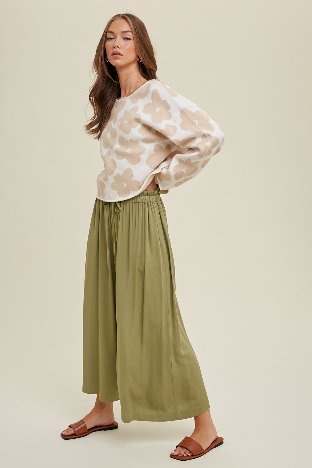 Taupe Flower Sweater