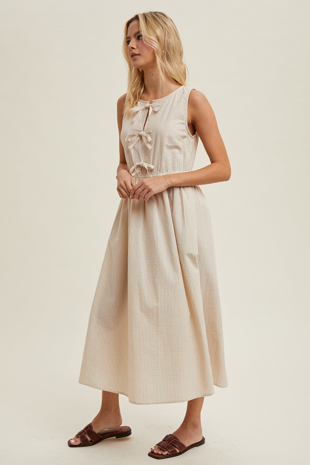Mocha Bow Midi Dress