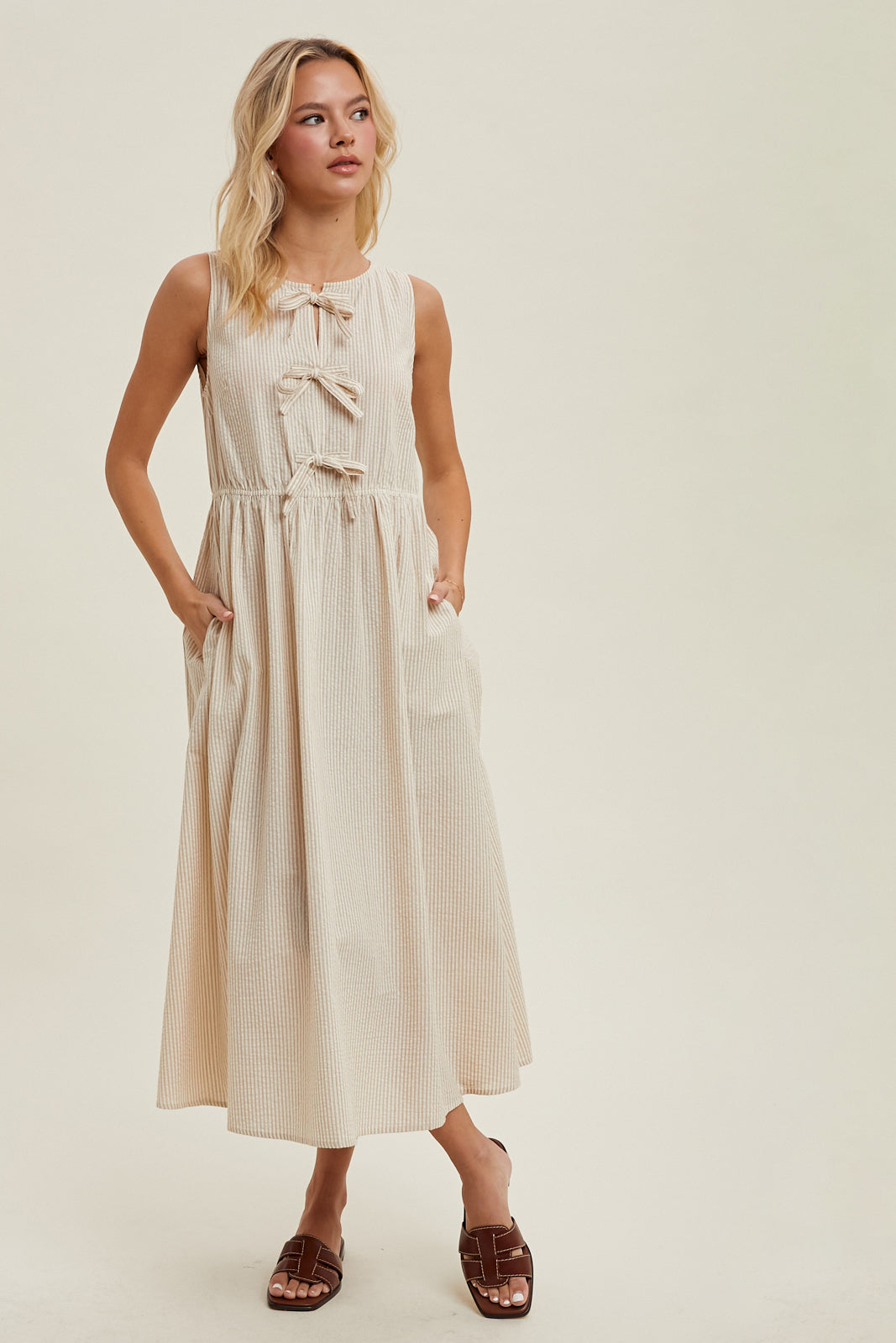 Mocha Bow Midi Dress