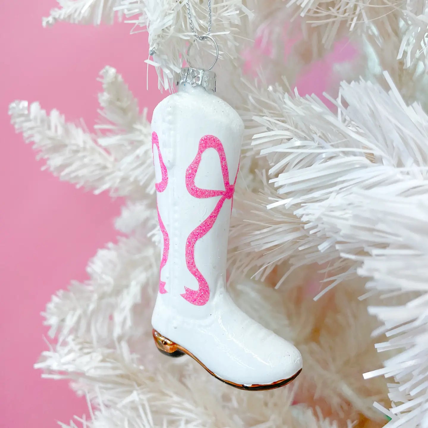 Pink Bow Cowboy Boot Ornament - FINAL SALE