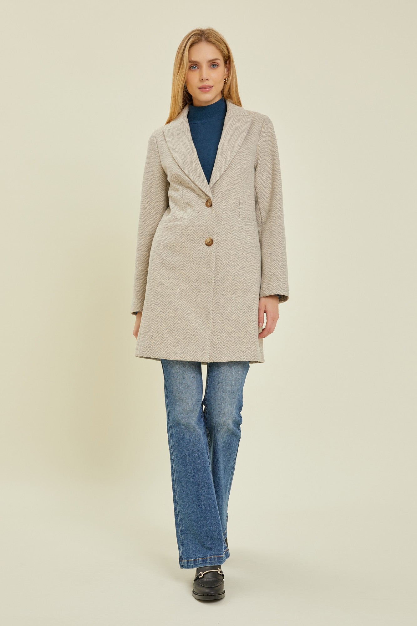 Herringbone Double Button Coat