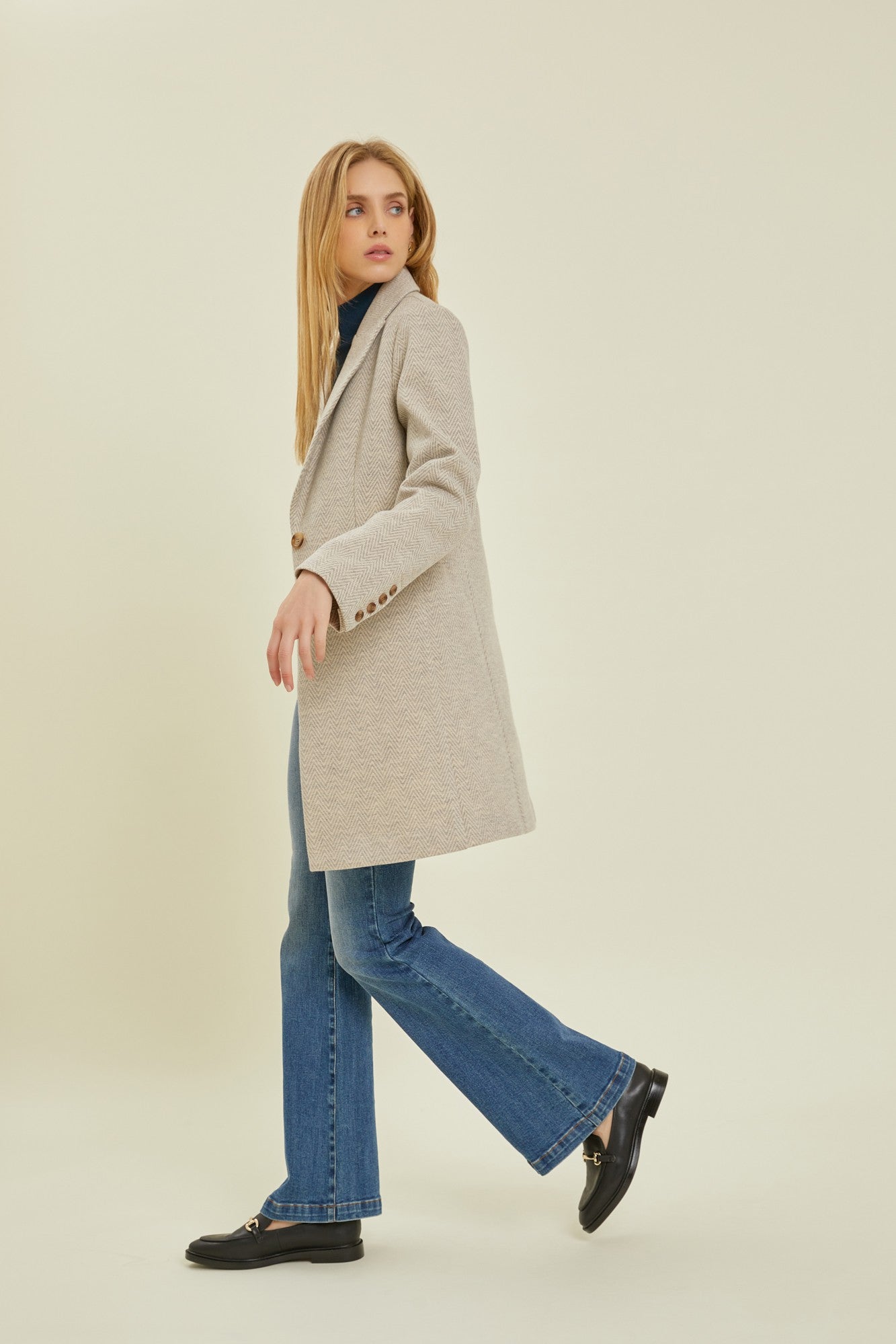 Herringbone Double Button Coat