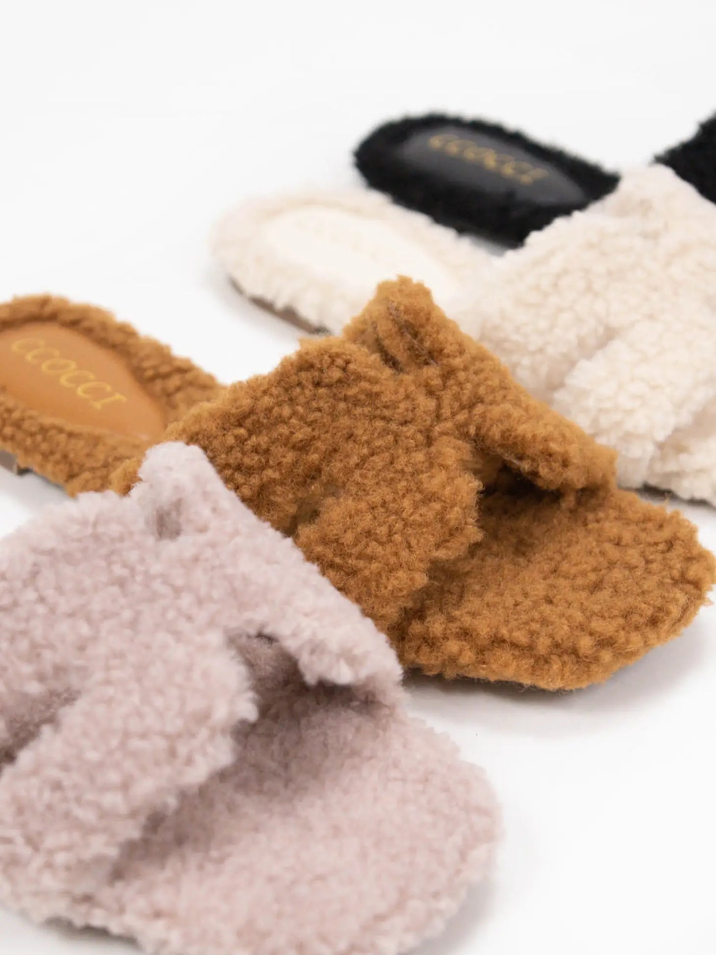 Mauve Fur H-Shaped Slide - FINAL SALE