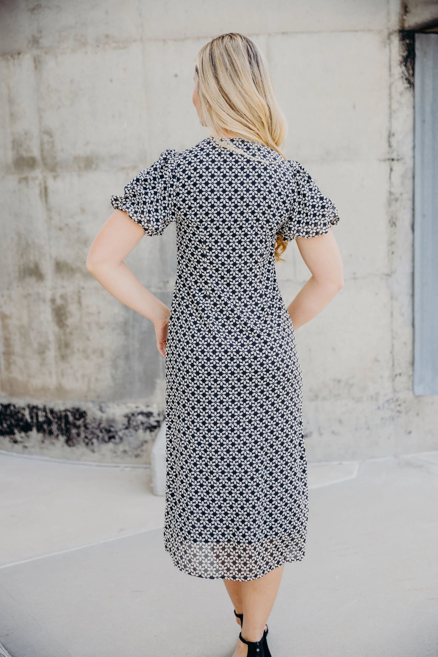 Black/White Floral Midi Dress - FINAL SALE