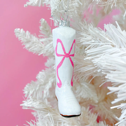 Pink Bow Cowboy Boot Ornament - FINAL SALE