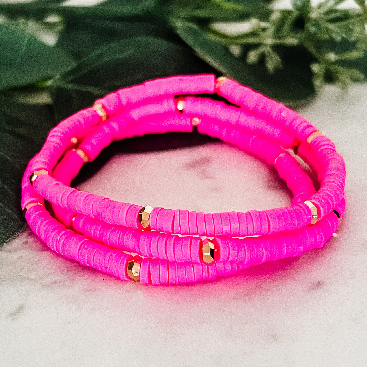 Fuchsia Rubber Bracelet Set - FINAL SALE