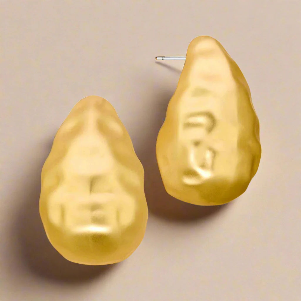 Matte Gold Teardrop Earrings