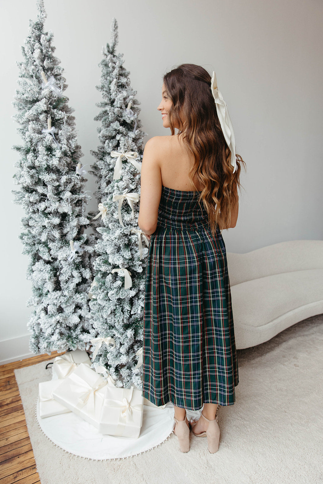 Green Plaid Pleated Midi Dress - FINAL SALE