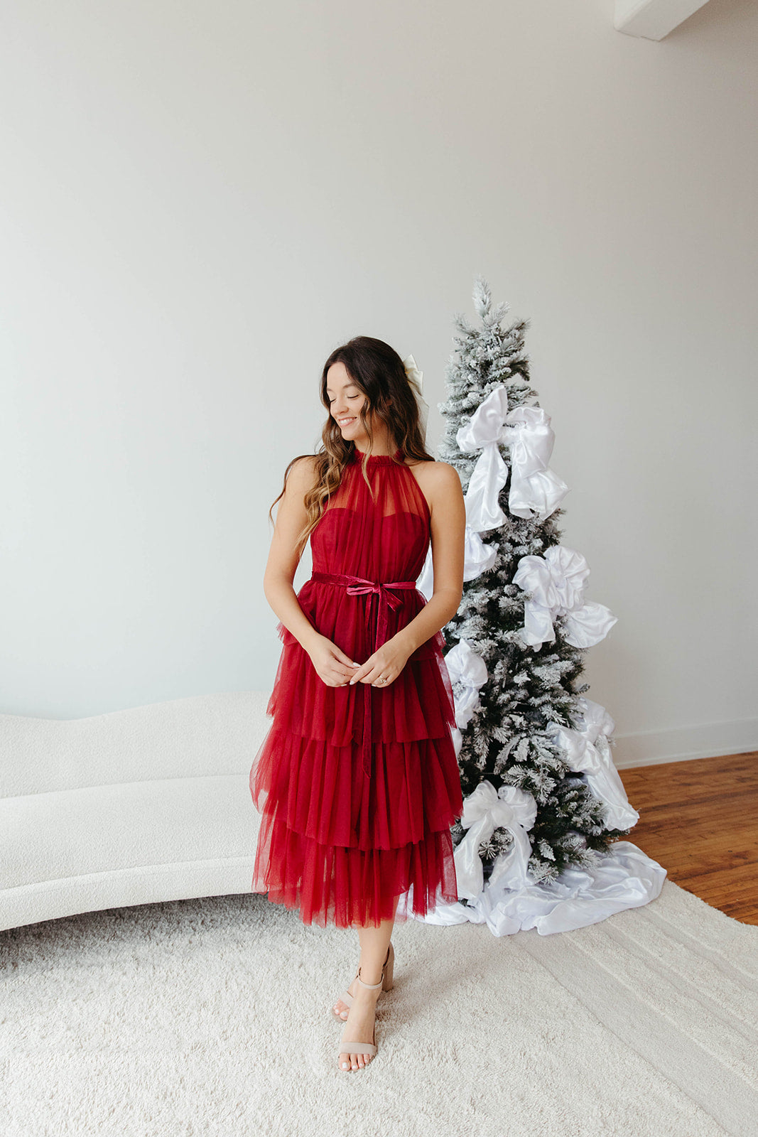 Wine Tuelle Halter Midi Dress - FINAL SALE Salt & Wilde Wine Tuelle Halter Midi Dress - FINAL SALE Salt & Wilde