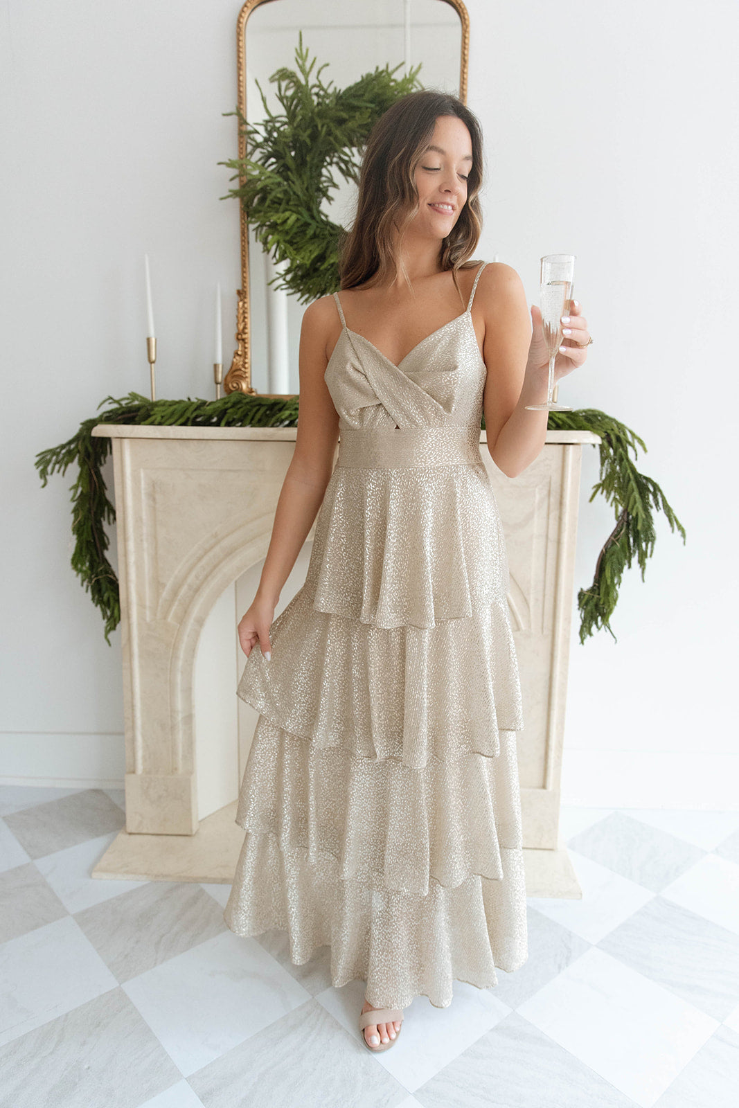 Gold Tiered Maxi Dress - FINAL SALE