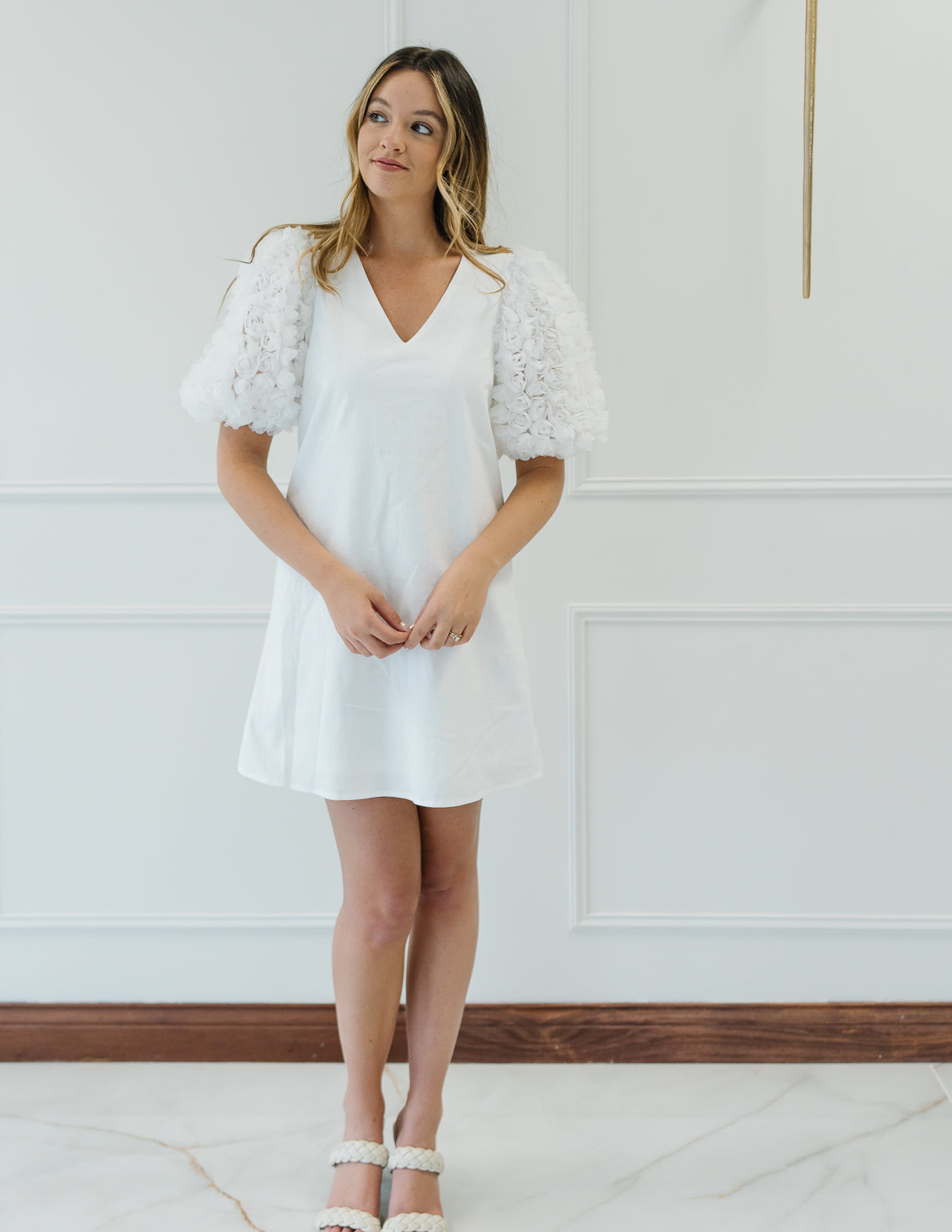 Puffy Floral Sleeve Dress