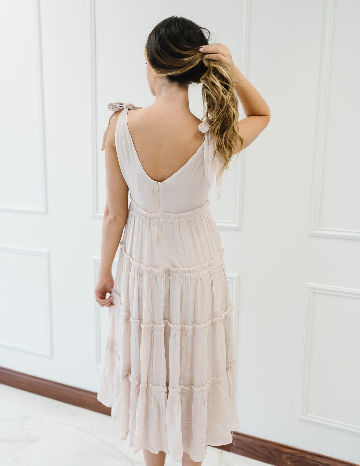 Champagne V Neck Dress