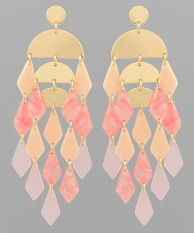 3 Wedge & Rhombus Link Tassel Earrings - FINAL SALE