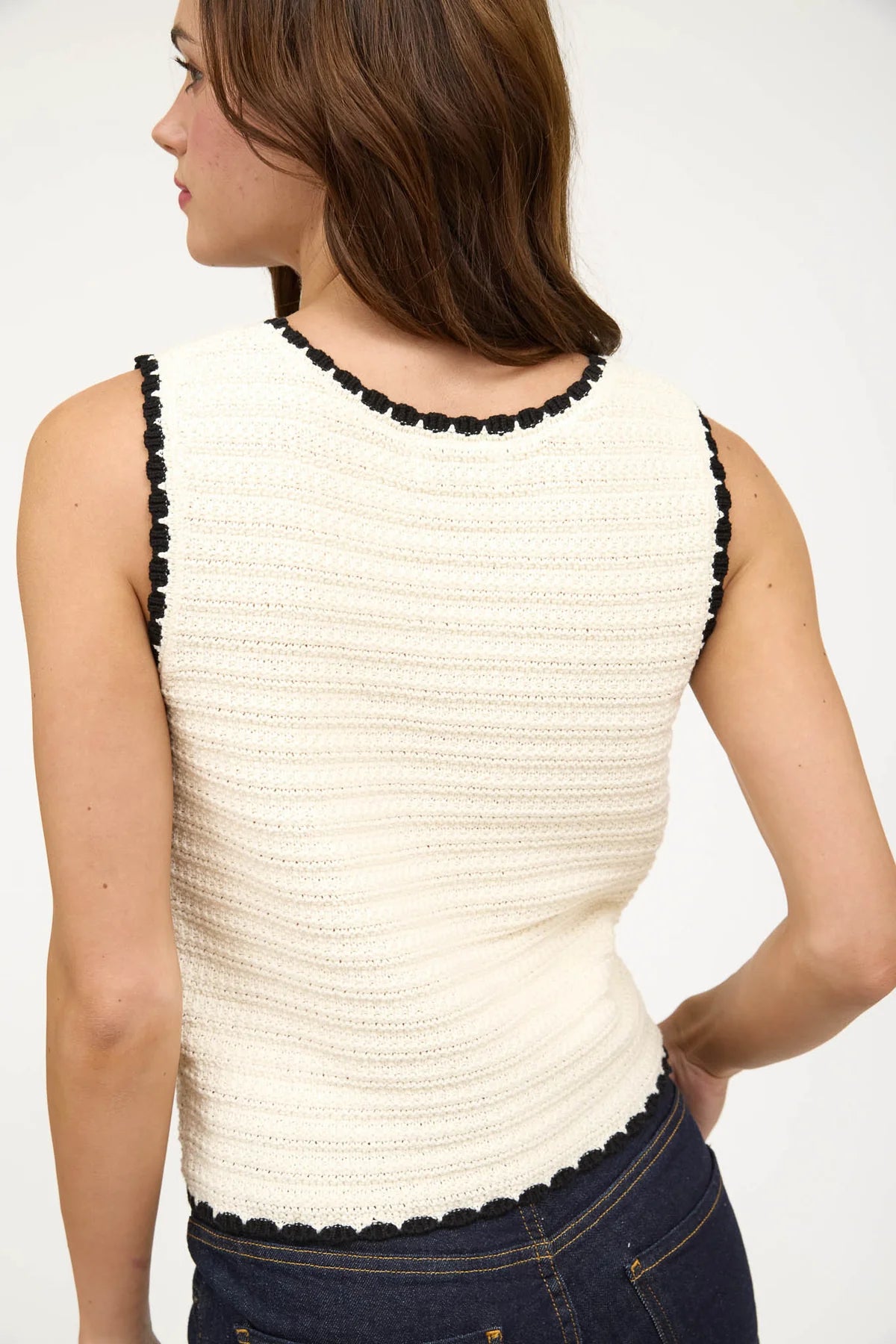 Ivory Sleeveless Sweater Top