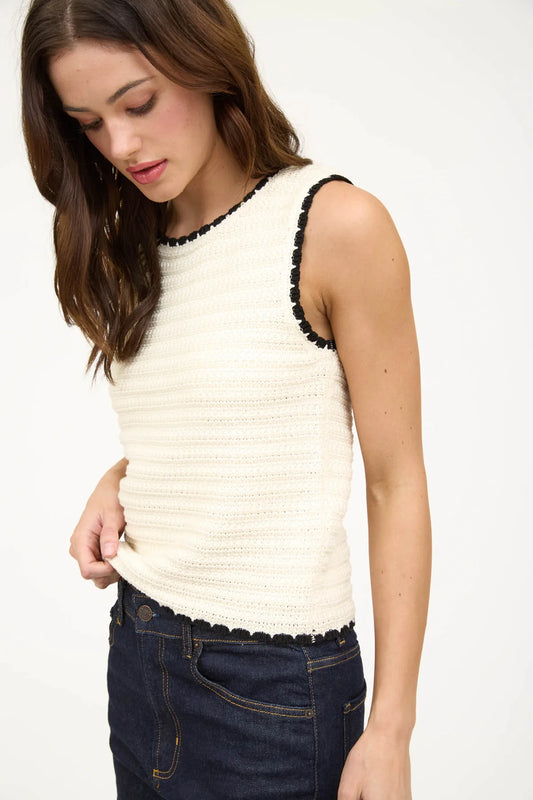 Ivory Sleeveless Sweater Top