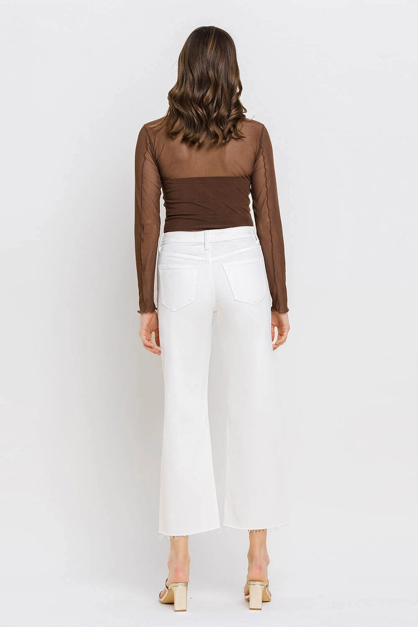 White High Rise Crop Wide Leg Jeans