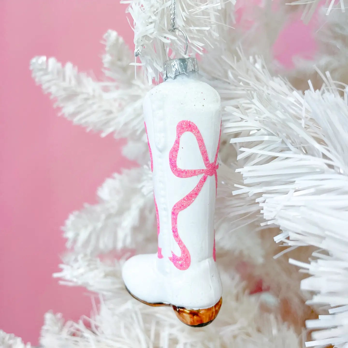 Pink Bow Cowboy Boot Ornament - FINAL SALE