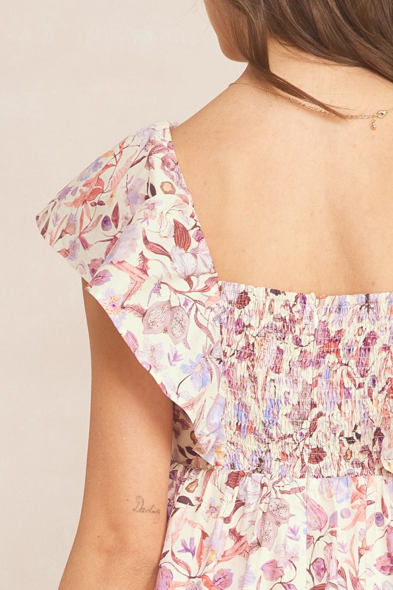 Mauve Floral Mini Dress - FINAL SALE