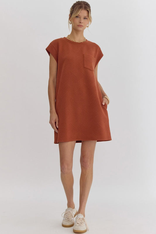 Rust Textured Mini Dress - FINAL SALE