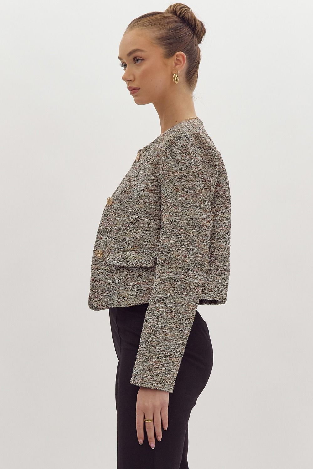 Black Tweed Cropped Blazer - FINAL SIZE