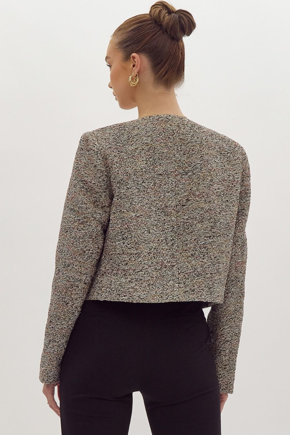 Black Tweed Cropped Blazer - FINAL SIZE