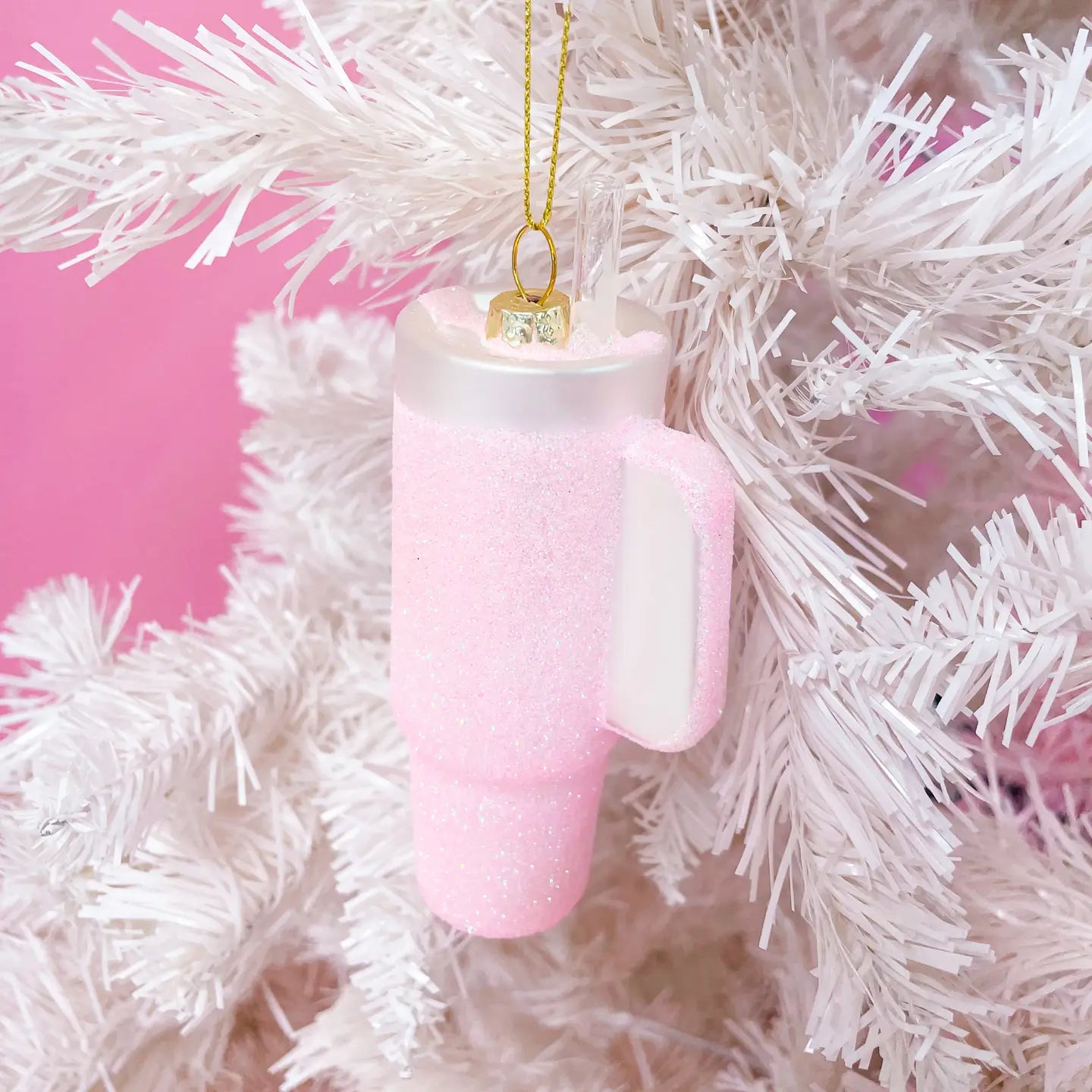 Pink Glitter Tumbler Ornament - FINAL SALE