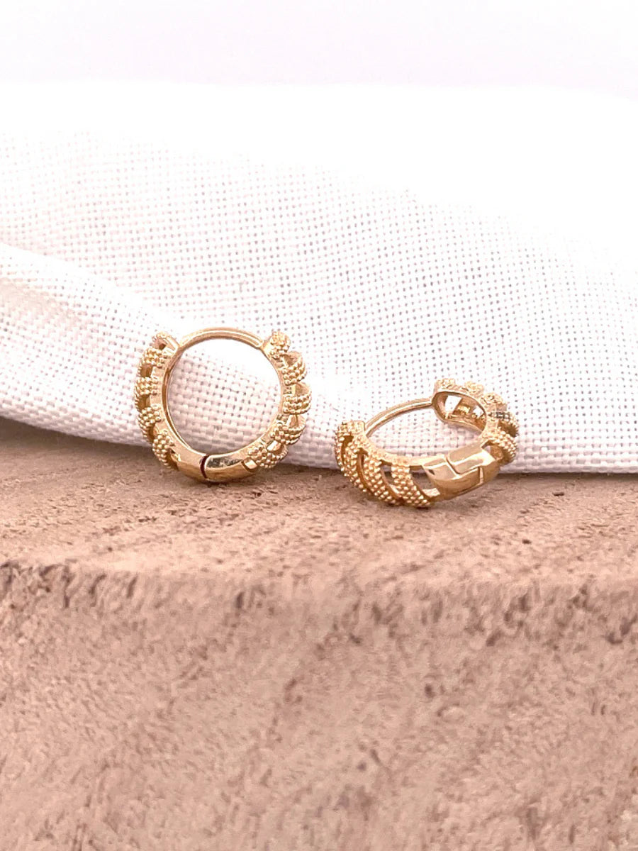 Gold Textured Metal Huggie Earrings