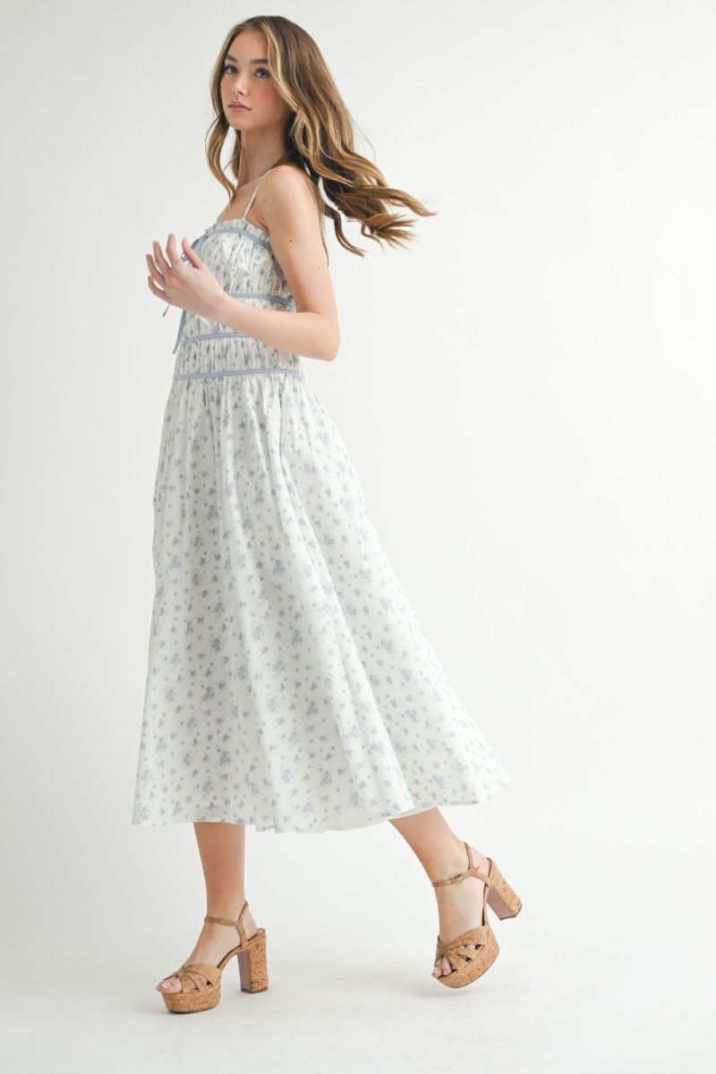 Baby Blue Floral Midi Dress