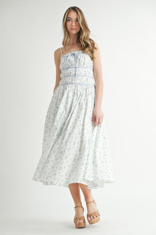 Baby Blue Floral Midi Dress