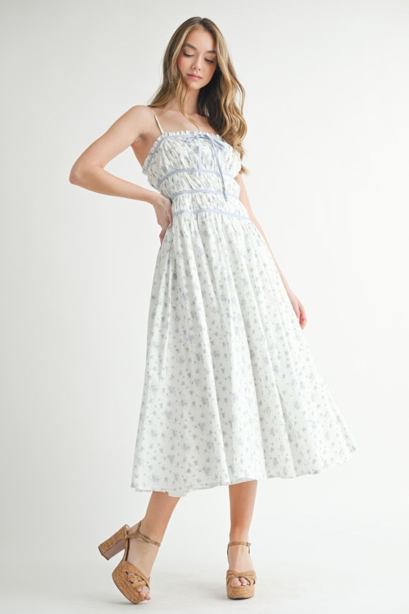 Baby Blue Floral Midi Dress