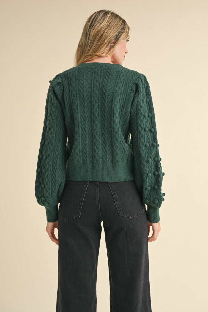 Hunter Green Bow Cardigan - FINAL SALE