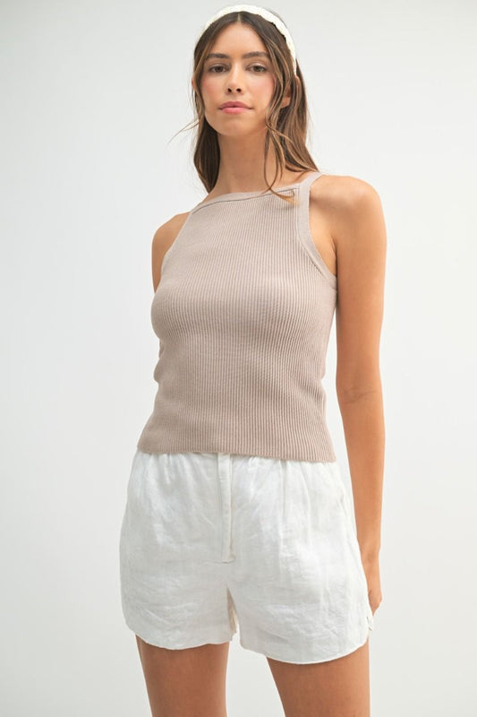 Light Mocha Ribbed Tank