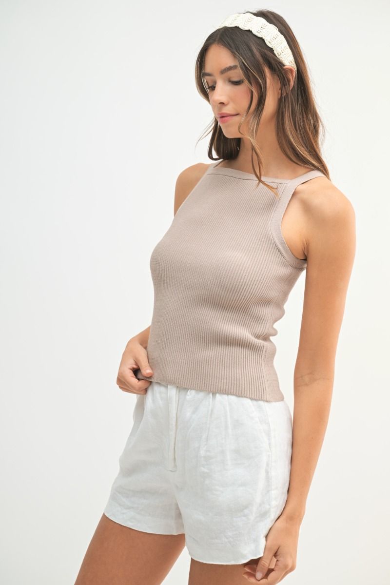 Light Mocha Ribbed Tank