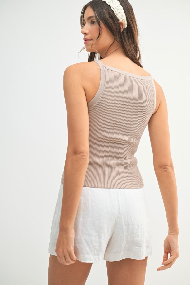 Light Mocha Ribbed Tank