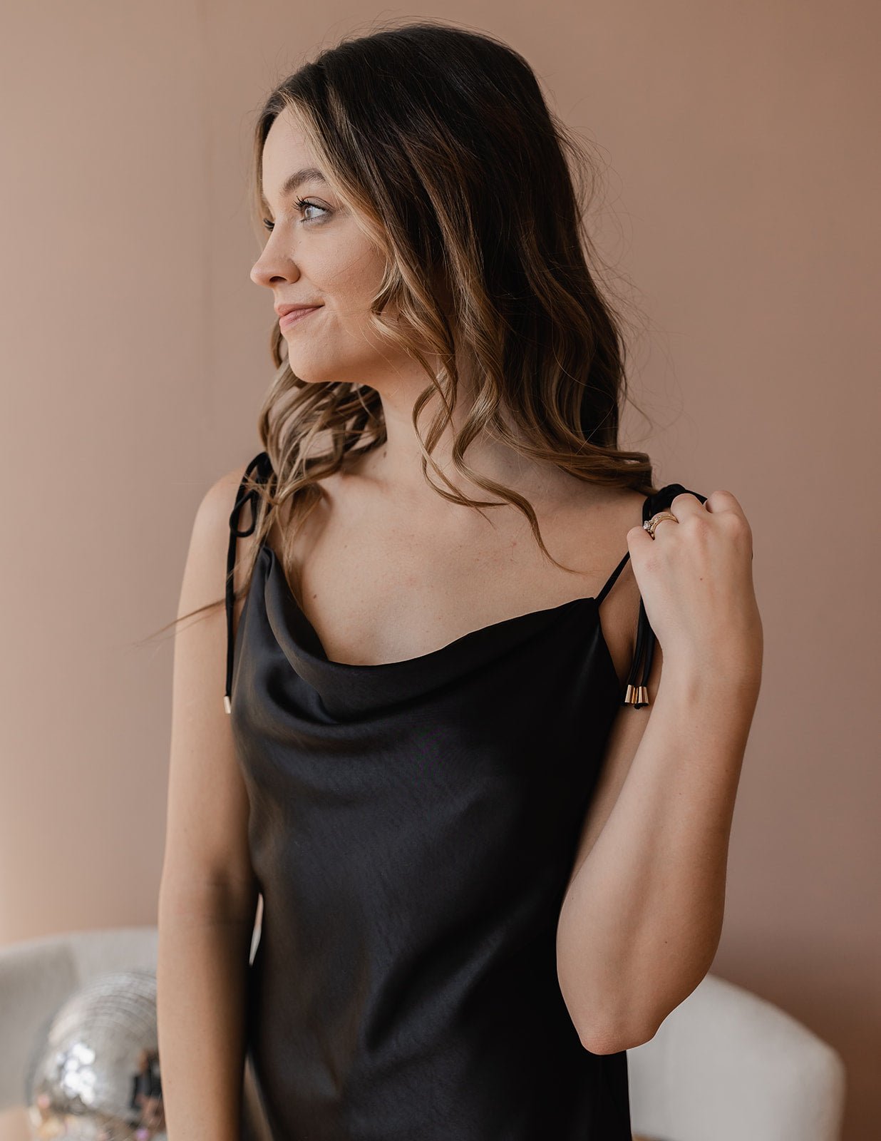 Kaylee Black Silk Dress