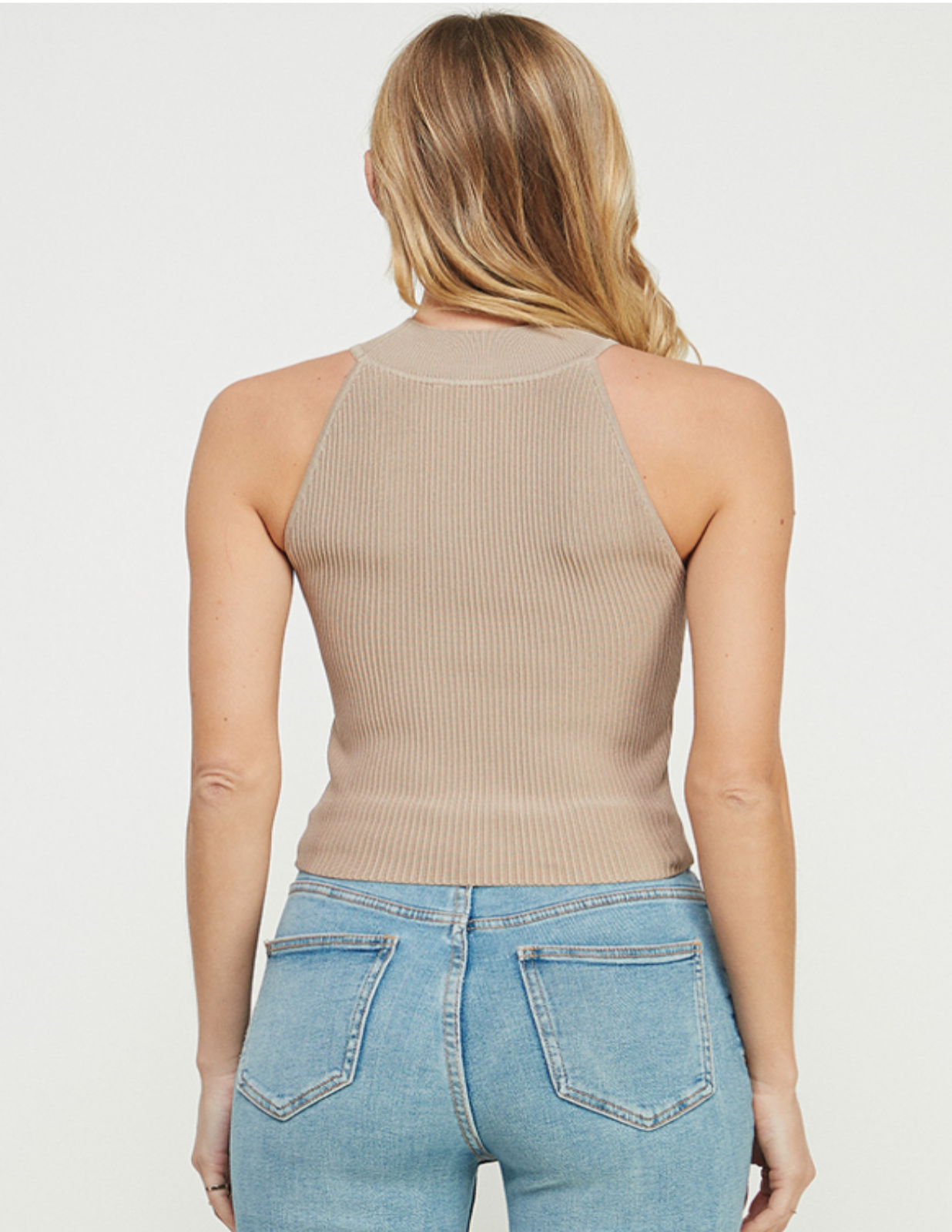 Latte Ribbed Mockneck Top