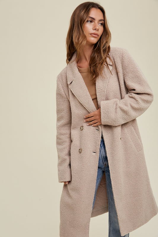 Light Taupe Sherpa Coat