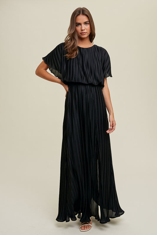 Black Pleated Maxi Dress