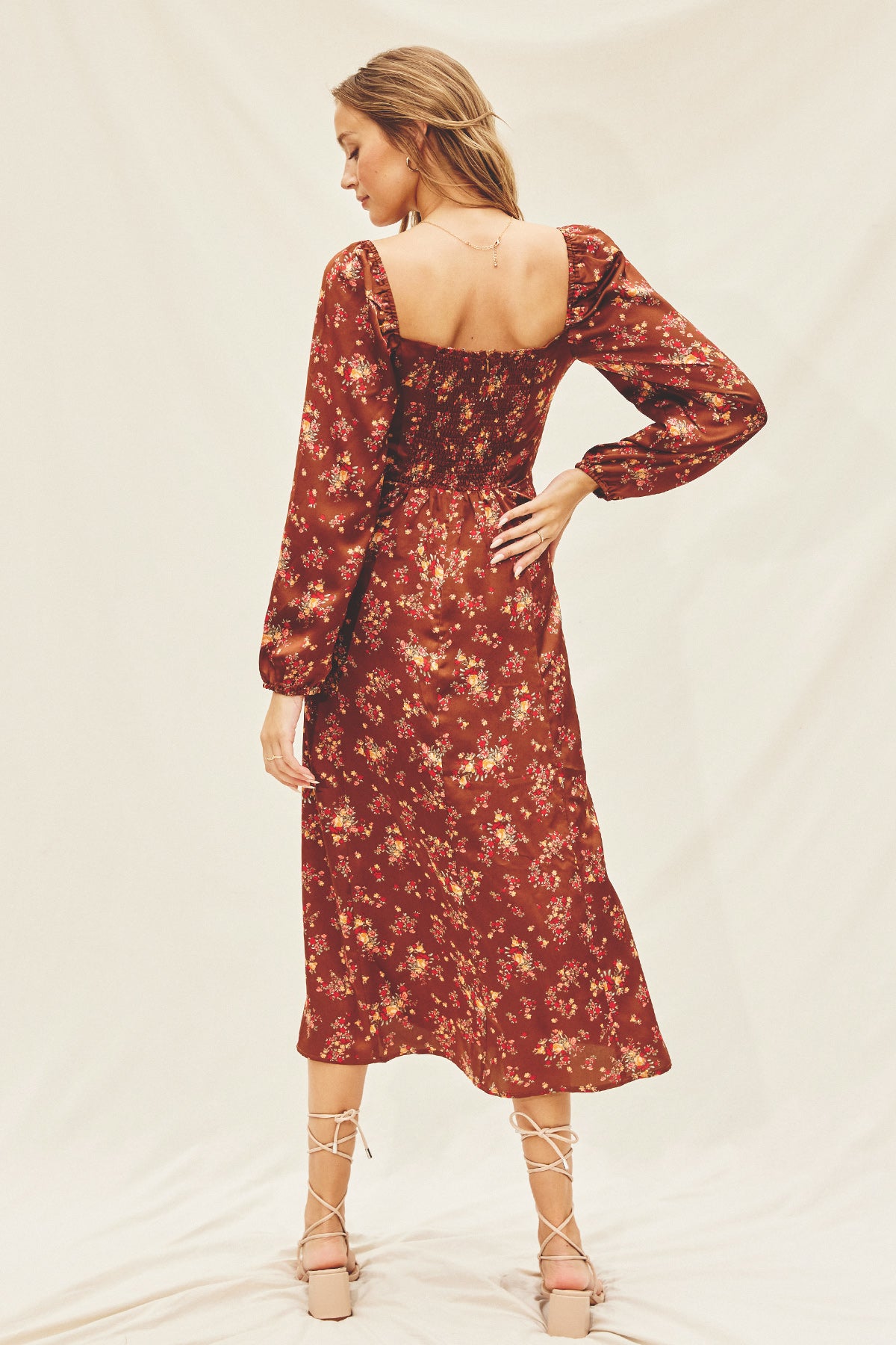 Brown Floral Midi Dress - FINAL SALE