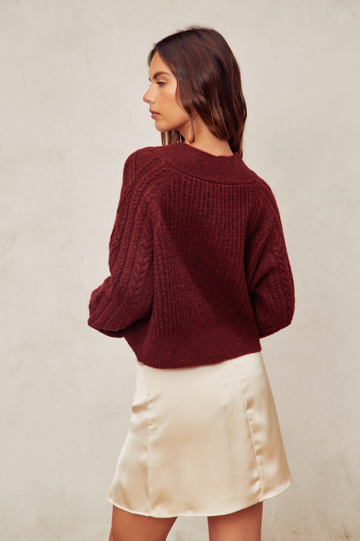 Rosewood Cable Knit Cardigan