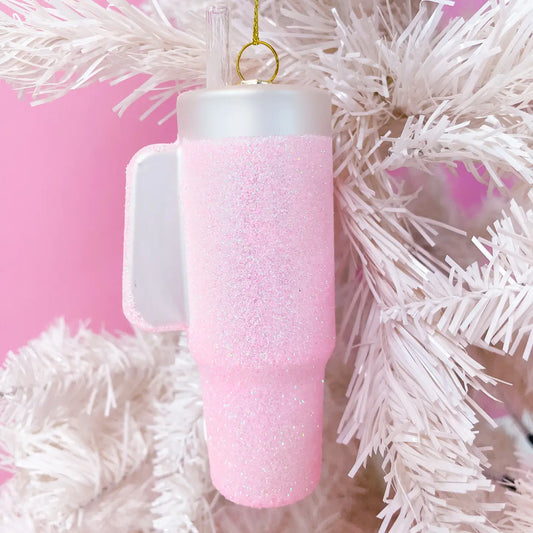 Pink Glitter Tumbler Ornament - FINAL SALE