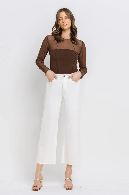 White High Rise Crop Wide Leg Jeans