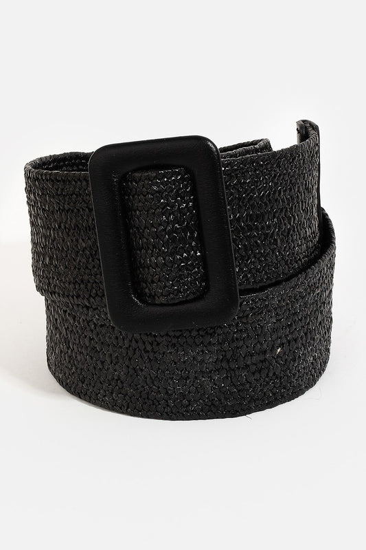 Rectangle Buckle Straw Braided Belt - FINAL SALE