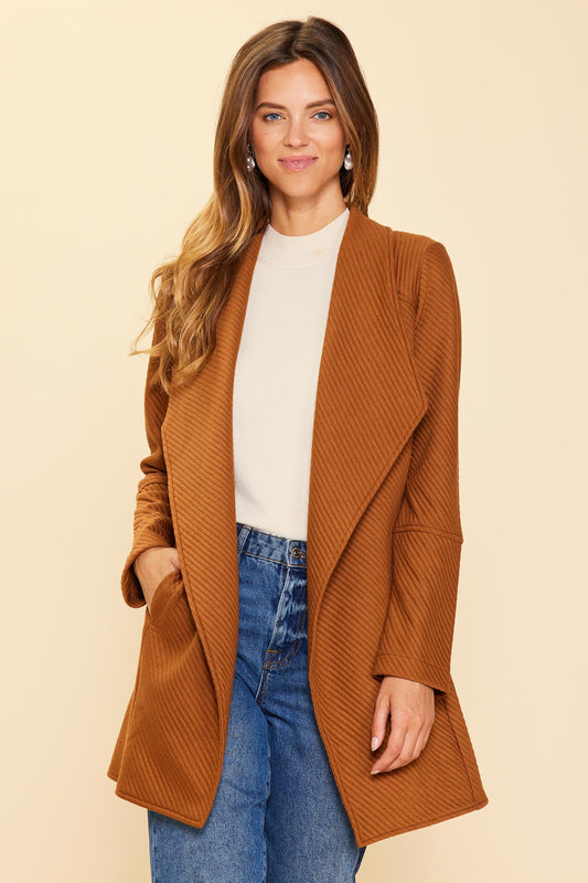 Camel Quilted Cardigan