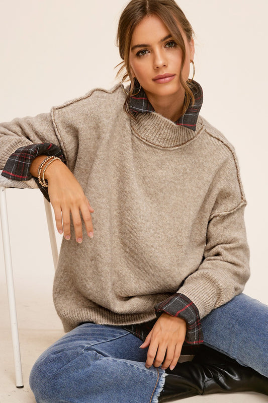Taupe Exposed Seam Sweater - FINAL SALE
