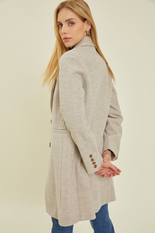 Herringbone Double Button Coat