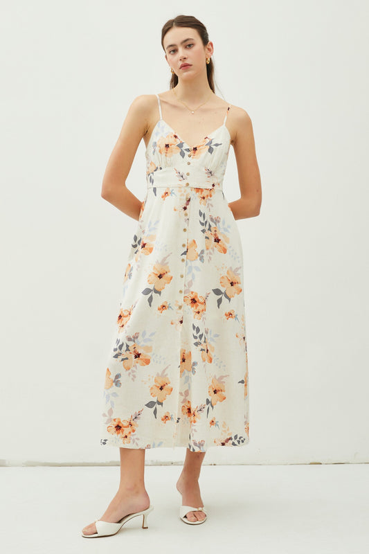 Peach Hibiscus Dress